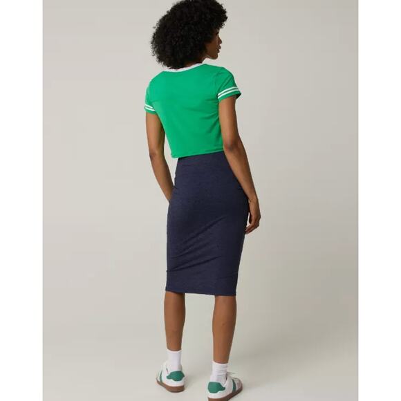OFFLINE By Aerie The Hugger Midi Skirt in Royal Navy Women's sz. XS High Waist - Picture 2 of 7